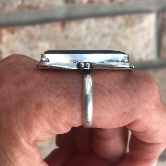 Sterling Silver 925 Antiqued Labradorite Gemstone Ring Size 9 - Picture 7 of 8